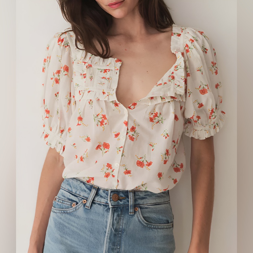 Doen Farley Top Small Abelia print